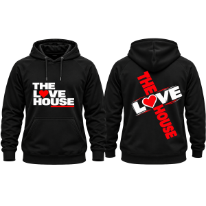 THE LOVE HOUSE -BLACK HOODIE (Cross)(Front/Back)